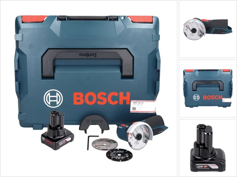 Bosch GWS 12V-76 Professional accu-haakse slijper 12 V 76 mm borstelloos + 1x accu 6,0 Ah + L-Boxx - zonder oplader von Bosch Professional – Produktbild