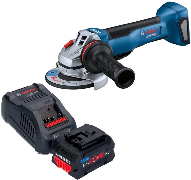 Bosch GWS 18V-10 P Professional accu-haakse slijper 18 V 125 mm borstelloos + 1x ProCORE-accu 8,0 Ah + oplader de Bosch Professional – image du produit