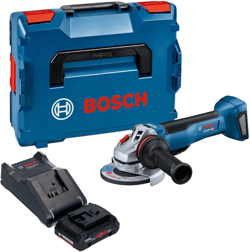 Bosch GWS 18V-10 P Professional accu-haakse slijper 18 V 125 mm borstelloos + 1x ProCORE-accu 4,0 Ah + oplader + L-Boxx von Bosch Professional – Produktbild