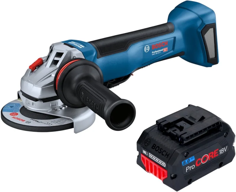 Bosch GWS 18V-10 P Professional accu-haakse slijper 18 V 125 mm borstelloos + 1x ProCORE-accu 8,0 Ah - zonder oplader van Bosch Professional – productafbeelding