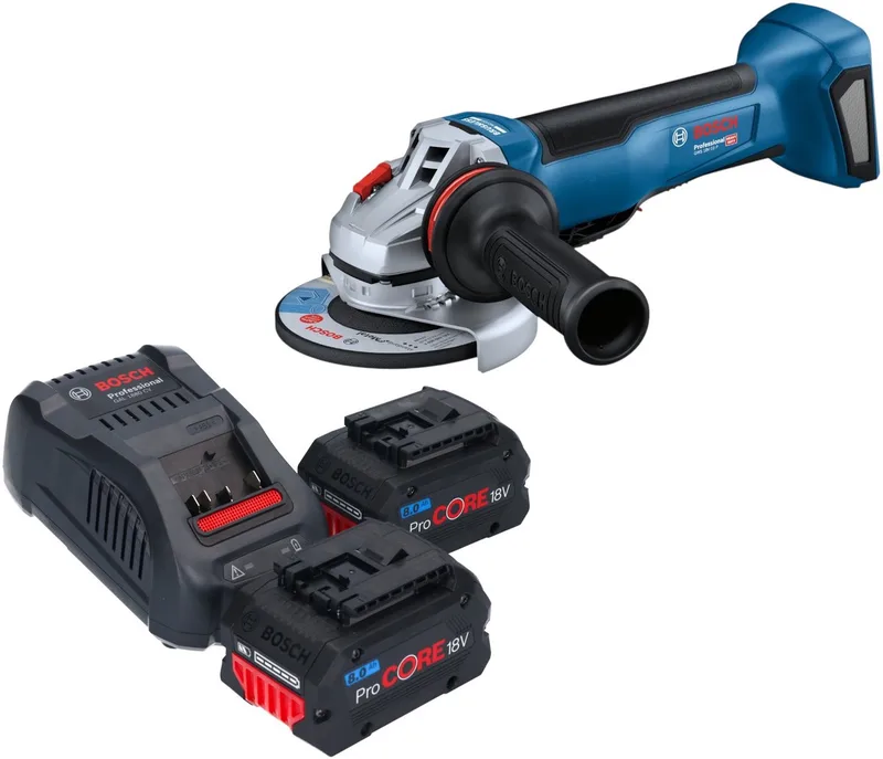 Bosch GWS 18V-10 P Professional accu-haakse slijper 18 V 125 mm borstelloos + 2x ProCORE-accu 8,0 Ah + oplader de Bosch Professional – image du produit