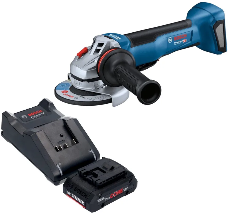 Bosch GWS 18V-10 P Professional accu-haakse slijper 18 V 125 mm borstelloos + 1x ProCORE-accu 4,0 Ah + oplader von Bosch Professional – Produktbild