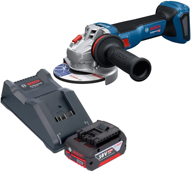 Bosch GWS 18V-11 Professional accu haakse slijper 18 V 125 mm + 1x accu 4,0 Ah + oplader von Bosch Professional – Produktbild