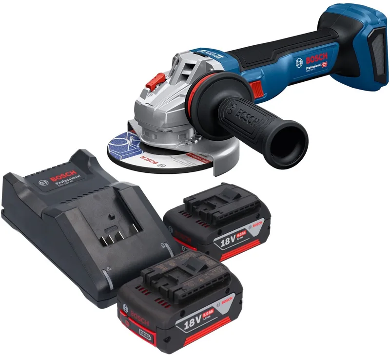 Bosch GWS 18V-11 Professional accu haakse slijper 18 V 125 mm + 2x accu 5,0 Ah + oplader de Bosch Professional – image du produit