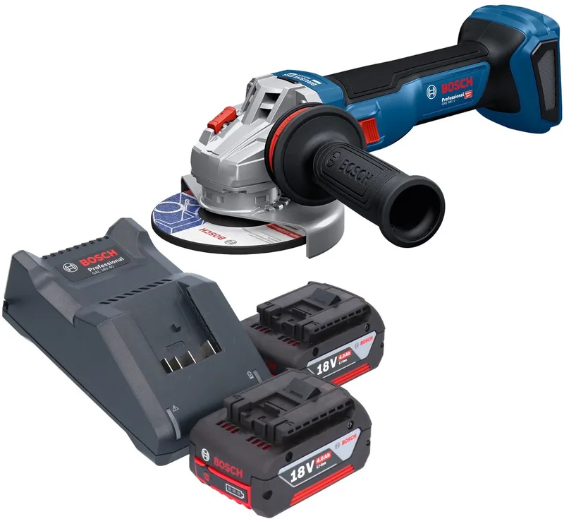 Bosch GWS 18V-11 Professional accu haakse slijper 18 V 125 mm + 2x accu 4,0 Ah + oplader de Bosch Professional – image du produit