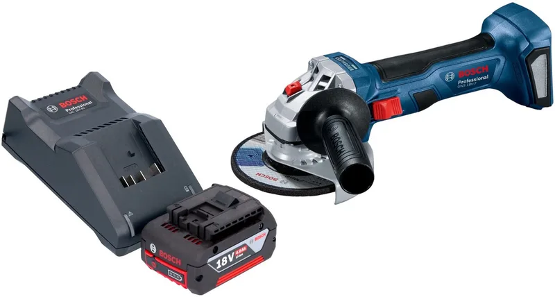 Bosch GWS 18V-7 Professionele accu haakse slijper 18 V 115 mm borstelloos + 1x accu 4.0 Ah + lader fra Bosch Professional – produktbillede