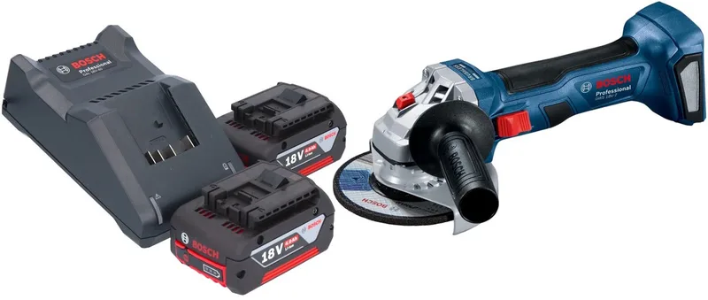 Bosch GWS 18V-7 Professionele accu haakse slijper 18 V 115 mm borstelloos + 2x accu 4.0 Ah + lader de Bosch Professional – image du produit