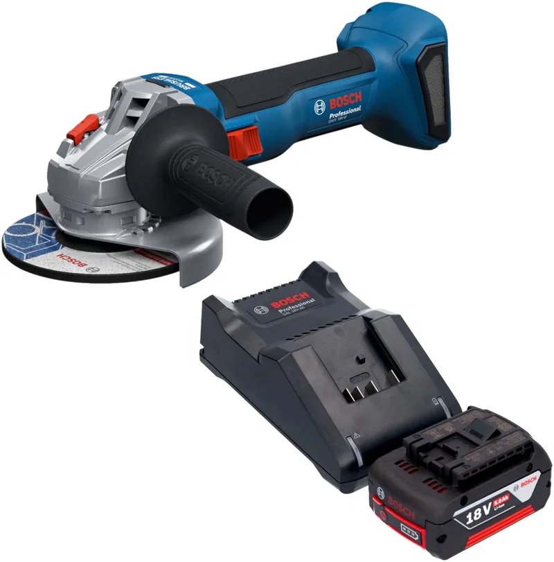 Bosch GWS 18V-8 Professional accu-haakse slijper 18 V 125 mm borstelloos + 1x accu 5,0 Ah + oplader von Bosch Professional – Produktbild