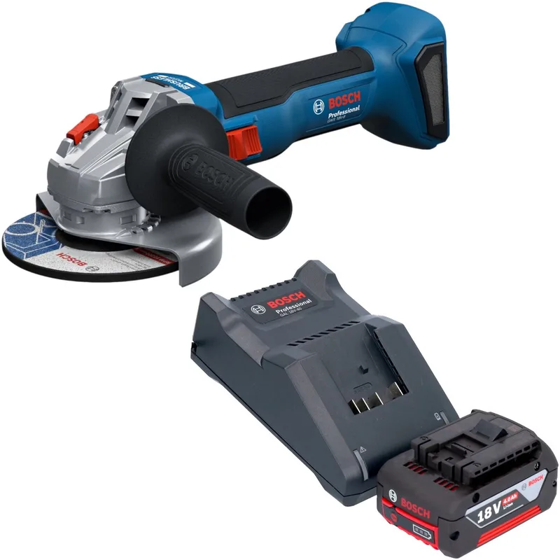 Bosch GWS 18V-8 Professional accu-haakse slijper 18 V 125 mm borstelloos + 1x accu 4,0 Ah + oplader von Bosch Professional – Produktbild