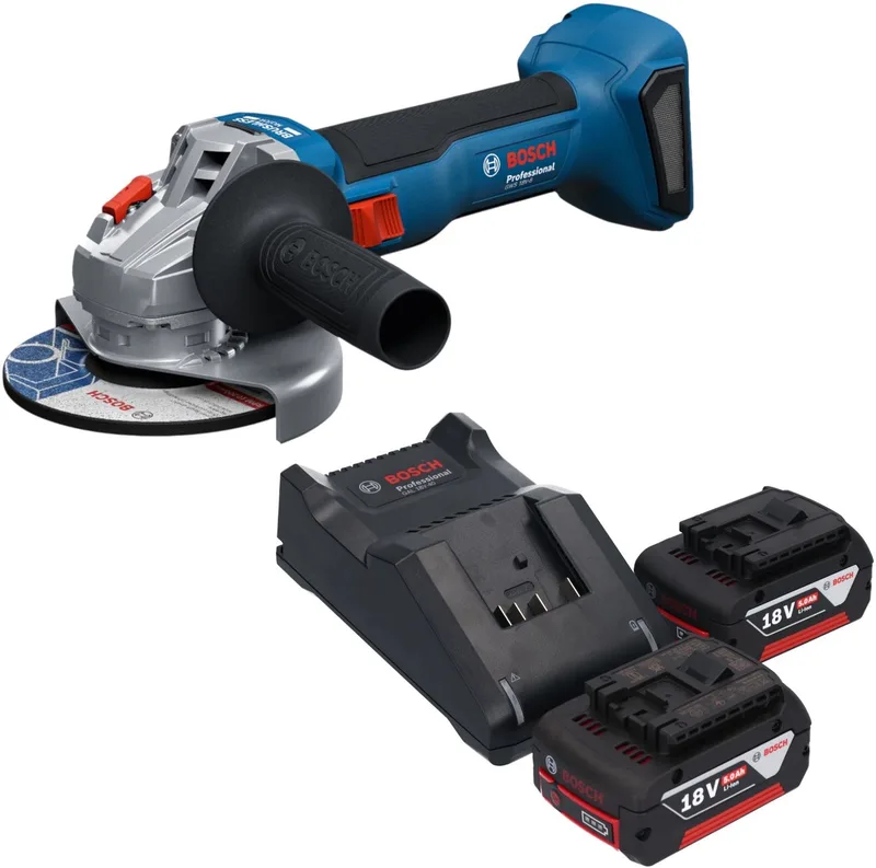 Bosch GWS 18V-8 Professional accu-haakse slijper 18 V 125 mm borstelloos + 2x accu 5,0 Ah + oplader von Bosch Professional – Produktbild
