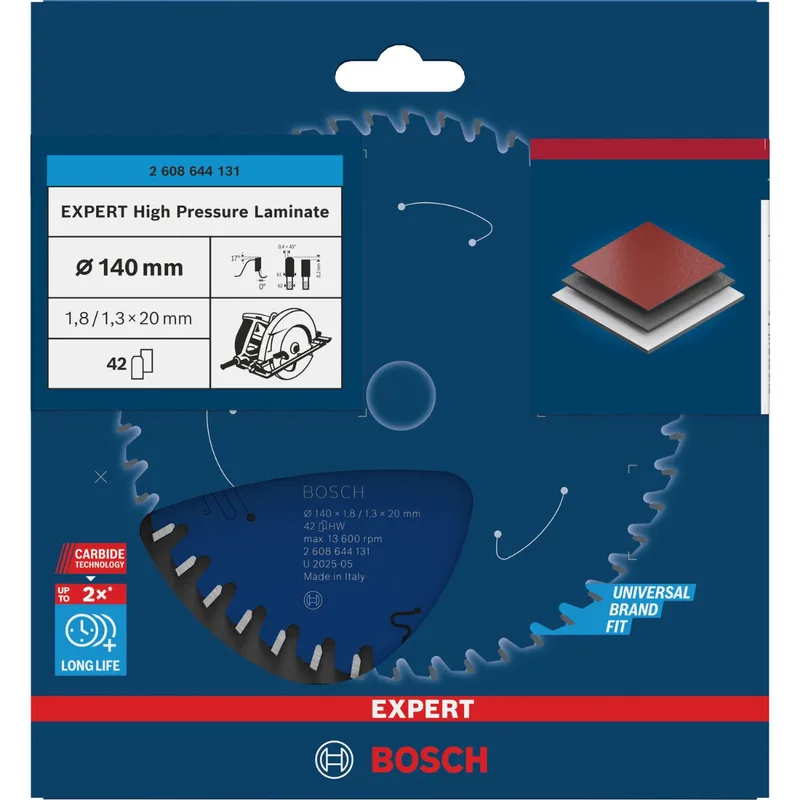 Bosch Ø 140 x 1,8 x 20mm 42T Cirkelzaagblad EXPERT High Pressure Laminate - Professional - 2608644131 de Bosch Professional – image du produit 1 sur 2