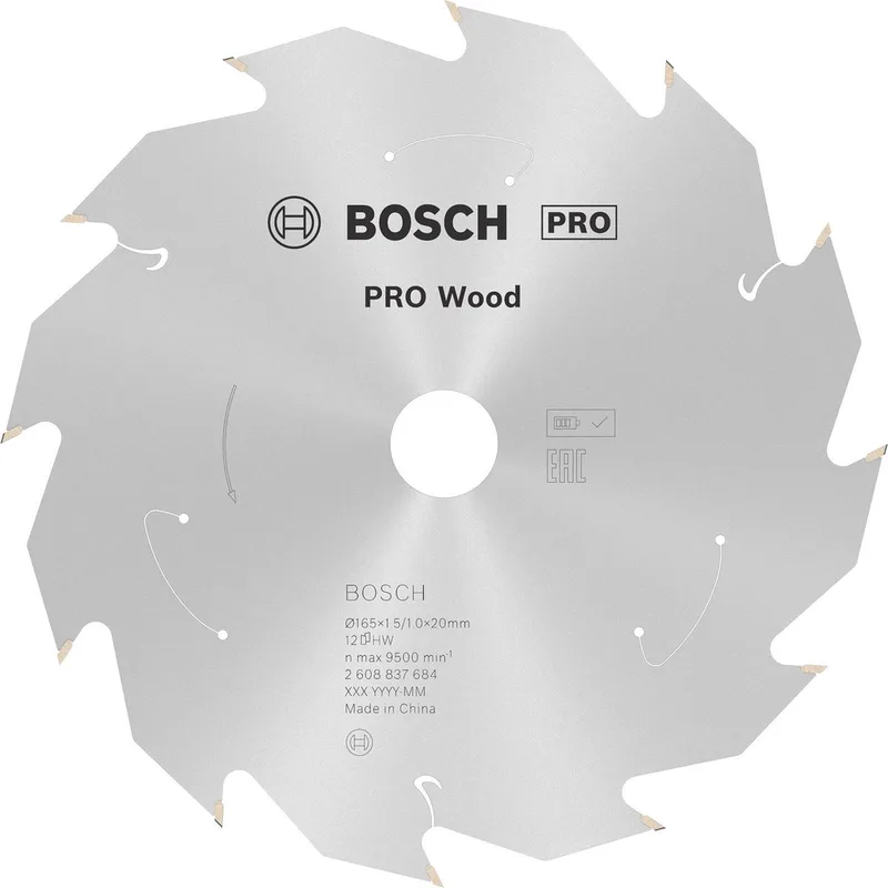 Bosch Ø 165 x 1,5 x 20mm 24T Cirkelzaagblad PRO Wood Cordless - Professional - 2608837685 von Bosch Professional – Produktbild