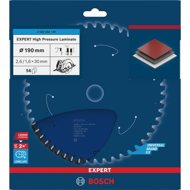 Bosch Ø 190 x 2,6 x 30mm 56T Cirkelzaagblad EXPERT High Pressure Laminate - Professional - 2608644135 von Bosch Professional – Produktbild