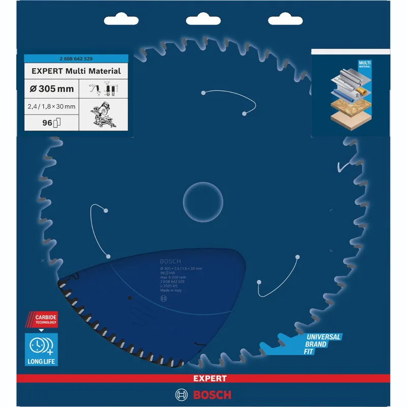 Bosch Ø 305 x 2,4 x 30mm 96T Cirkelzaagblad EXPERT Multi Material - Professional - 2608642529 by Bosch Professional – product image 1 of 2