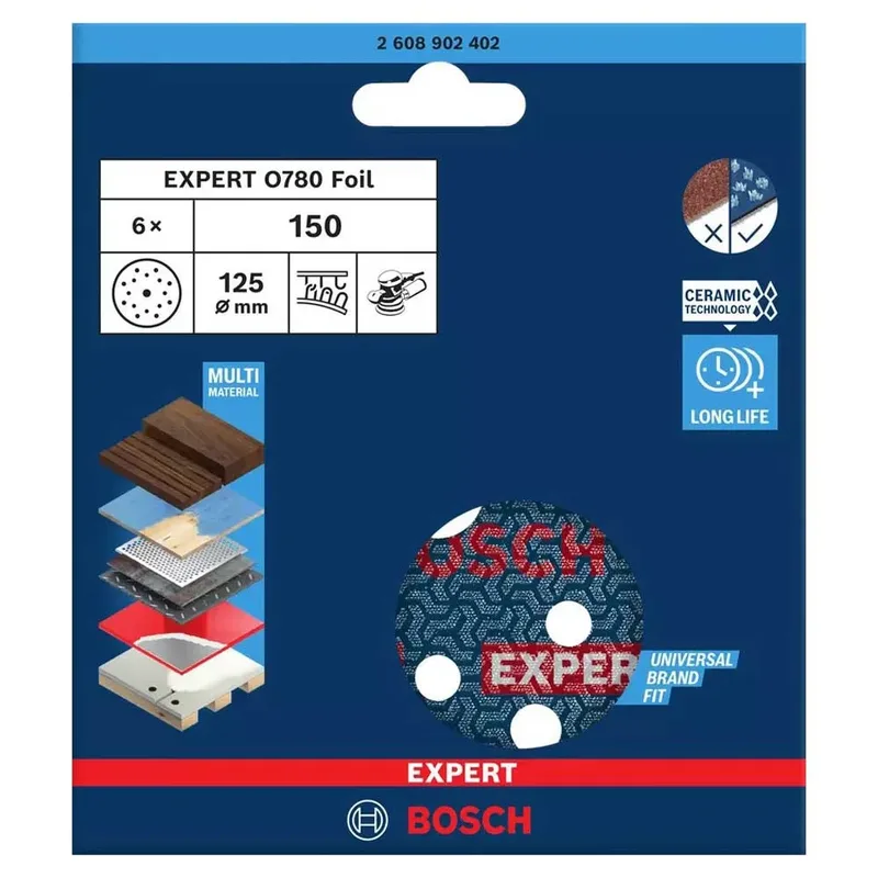Bosch P150 125mm Schuurschijf (6 stuks) - Professional EXPERT - 2608902402 de Bosch Professional – image du produit 2 sur 6