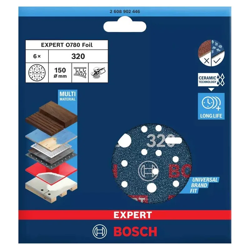 Bosch P320 150mm Schuurschijf (6 stuks) - Professional EXPERT - 2608902446 fra Bosch Professional – produktbillede 2 af 6