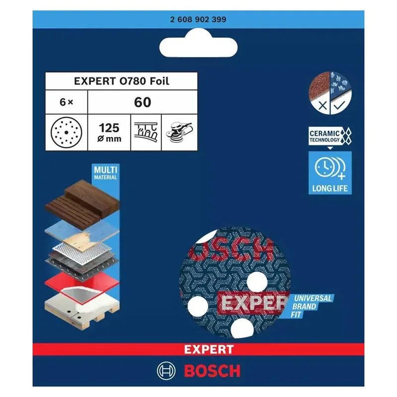 Bosch P60 125mm Schuurschijf (6 stuks) - Professional EXPERT - 2608902399 de Bosch Professional – image du produit 2 sur 6