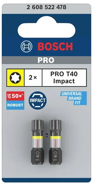 Bosch Power Tools 2608522478 Sechsrund-Bit 2teilig T-Profil Torsionszone de Bosch Professional – image du produit 2 sur 2