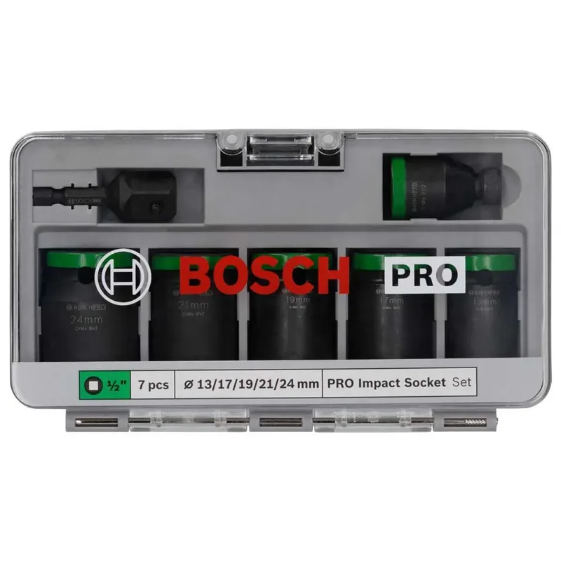 Bosch PRO Impact Socket Set met Adapter 1/2 Inch Standaard 7-delig - 2608003032 by Bosch Professional, Black – product image 2 of 2