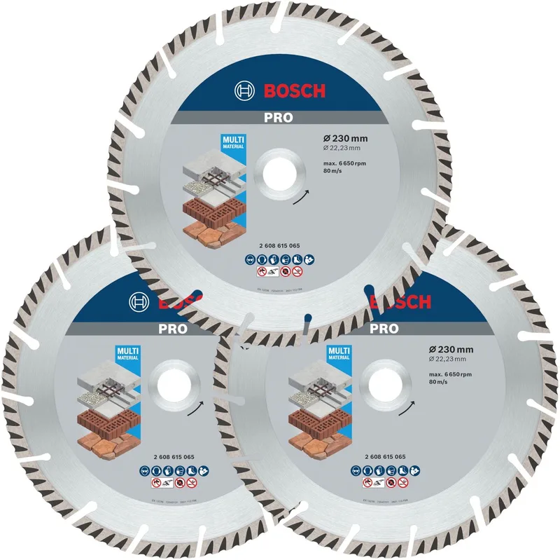 Bosch PRO Multi Material diamant doorslijpschijf 230 x 22,23 mm 3 stuks ( 3x 2608615065 ) von Bosch Professional – Produktbild