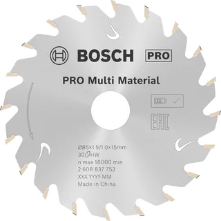 Bosch PRO Multi Material draadloos zaagblad voor cirkelzagen 85 x 1,5 x 15 mm - 2608837752 by Bosch Professional – product image 1 of 4