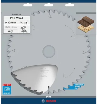 Bosch PRO Wood cirkelzaagblad, 305 x 2,5 x 30 mmPRO Wood cirkelzaagblad, 305 x 2,5 x 30 mm de Bosch Professional – image du produit 1 sur 2