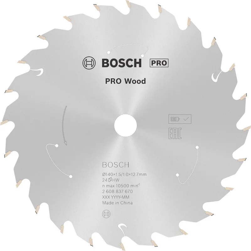 Bosch PRO Wood snoerloos zaagblad voor cirkelzagen 140 x 1,5 x 12,7 mm - 2608837670 de Bosch Professional – image du produit
