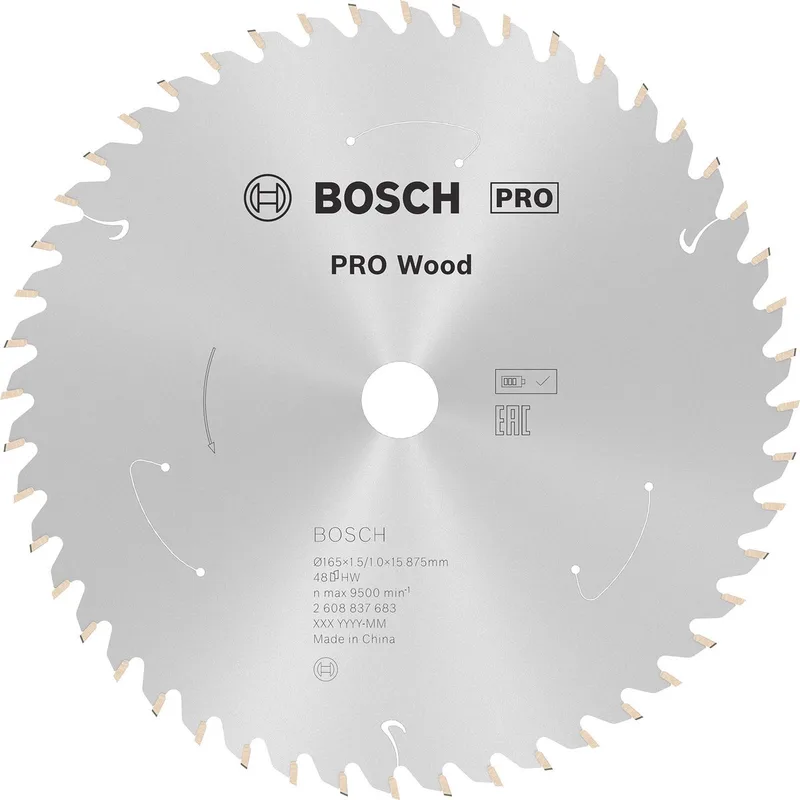 Bosch Kreissägeblatt Standard for Wood für Akkusägen 165x1.5/1x15.875, 48 Zähne von Bosch Professional – Produktbild