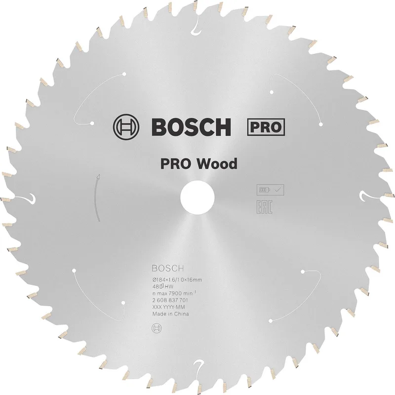 Bosch PRO Wood snoerloos zaagblad voor cirkelzagen 184 x 1,6 x 16 mm - 2608837701 de Bosch Professional – image du produit