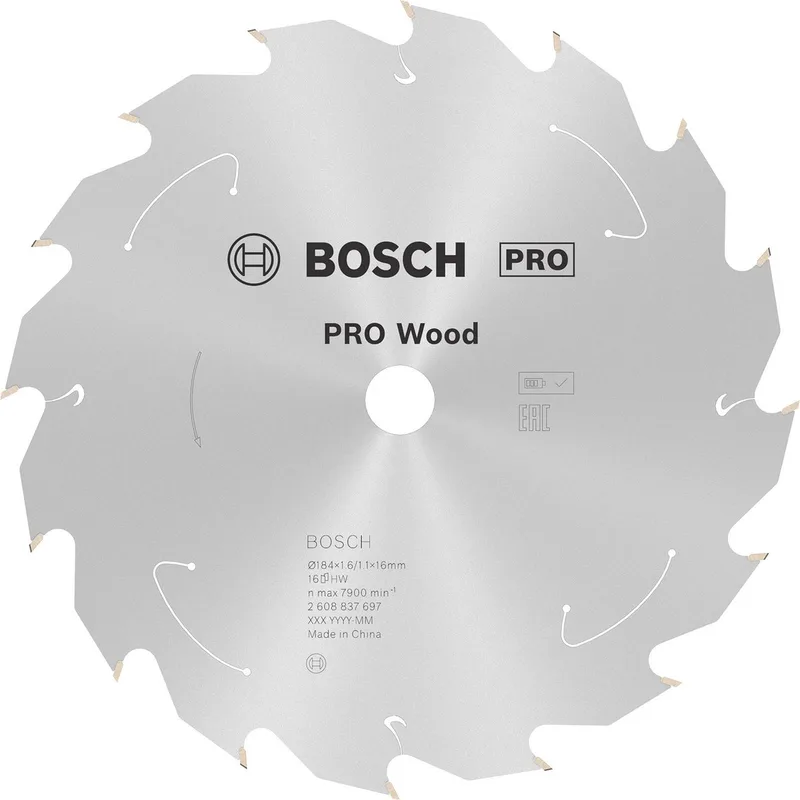 Bosch PRO Wood snoerloos zaagblad voor cirkelzagen 184 x 1,6 x 16 mm - 2608837697 de Bosch Professional – image du produit