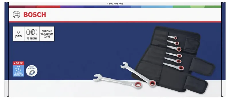 Bosch Professional 1600A03AG5 1600A03AG5 Ratschen-Ring-Maulschlüssel 8teilig van Bosch Professional – productafbeelding 2 van 2