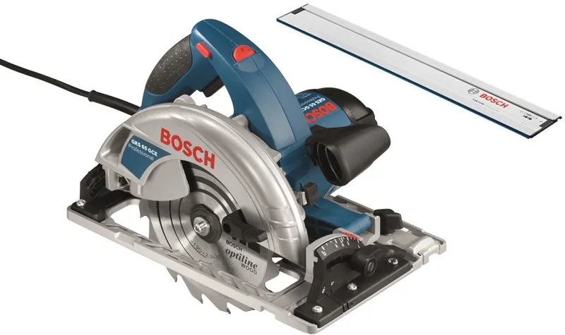Cirkelzaagmachine GKS 65 GCE (Afzuigadapter, geleiderail FSN 1600, HM-zaagblad 190 mm Ø, inbusstiftsleutel SW 5) by Bosch Professional – product image