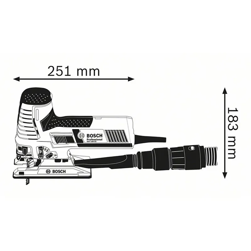 Decoupeerzaagmachine GST 160 CE (1 x zaagblad T 144 DP, 1 x zaagblad T 244 D, 1 x zaagblad T 308 BP, 1 x antisplinterplaatje, afzuigset) de Bosch Professional – image du produit 2 sur 5