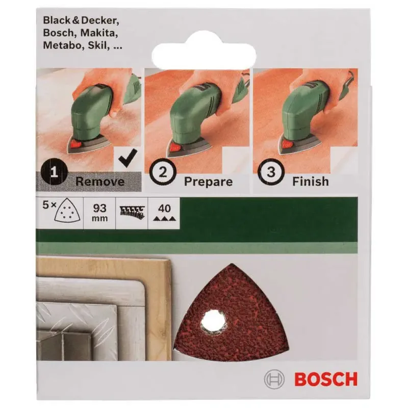 Bosch Accesorios Papier De Verre Delta 6 G120 Avec Velcro 93 Mm 5 Unités de Bosch Professional – image du produit 2 sur 2
