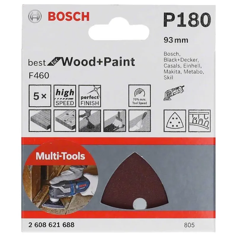 Delta F460 93 Mm 6p G180 Schuurpapier 5 Eenheden de Bosch Professional – image du produit 1 sur 2