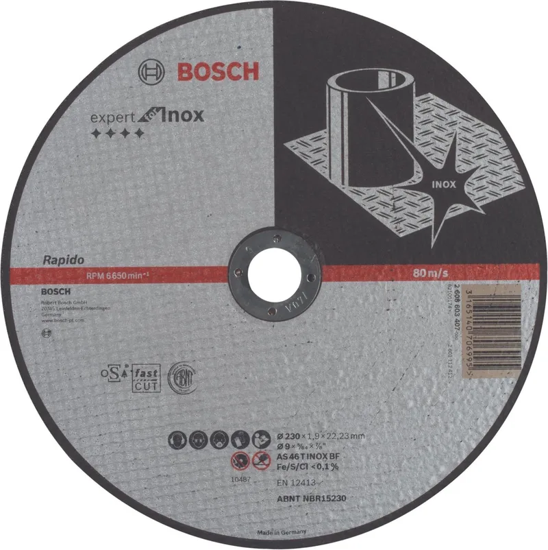 Bosch Accessories 2608603407 2608603407 Disque à tronçonner 230 mm 1 pc(s) acier de Bosch Professional – image du produit