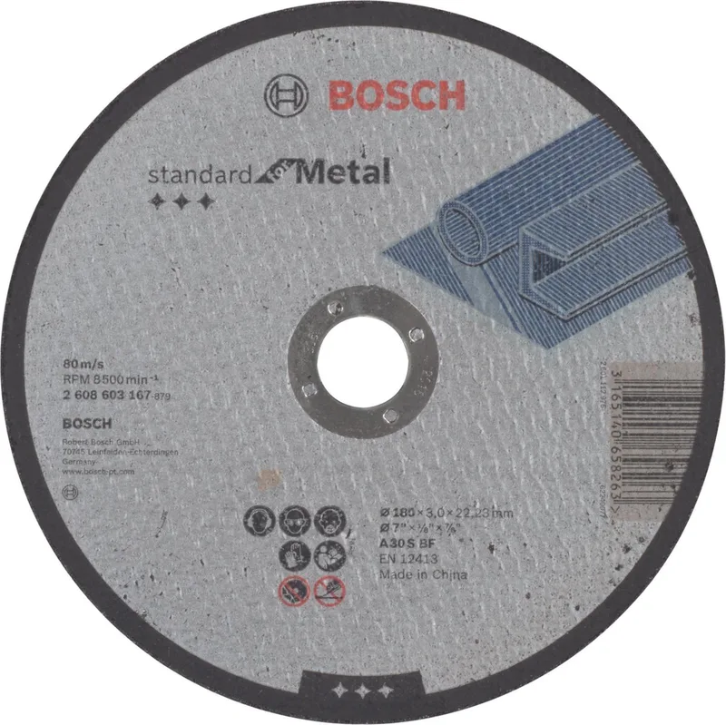 Doorslijpschijf recht Standard for Metal A 30 S BF, 180 mm, 22,23 mm, 3,0 mm 1st de Bosch Professional – image du produit