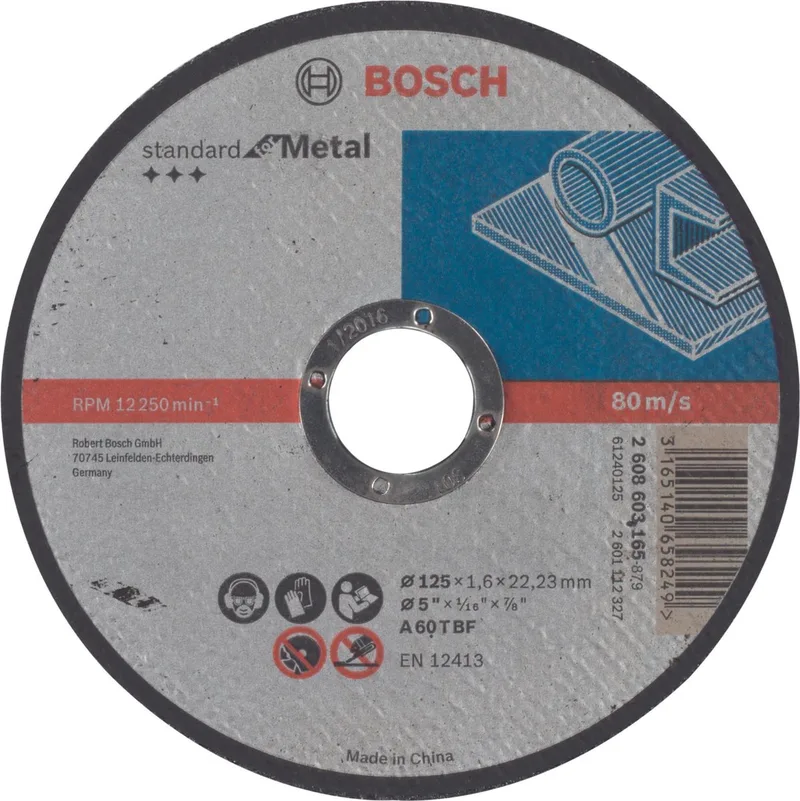 Doorslijpschijf recht Standard for Metal A 60 T BF, 125 mm, 22,23 mm, 1,6 mm 1st de Bosch Professional – image du produit