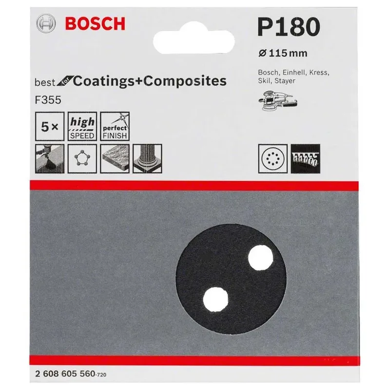 Excentrisch Schuurpapier 8p G180 115 Mm 5 Eenheden de Bosch Professional – image du produit 2 sur 2