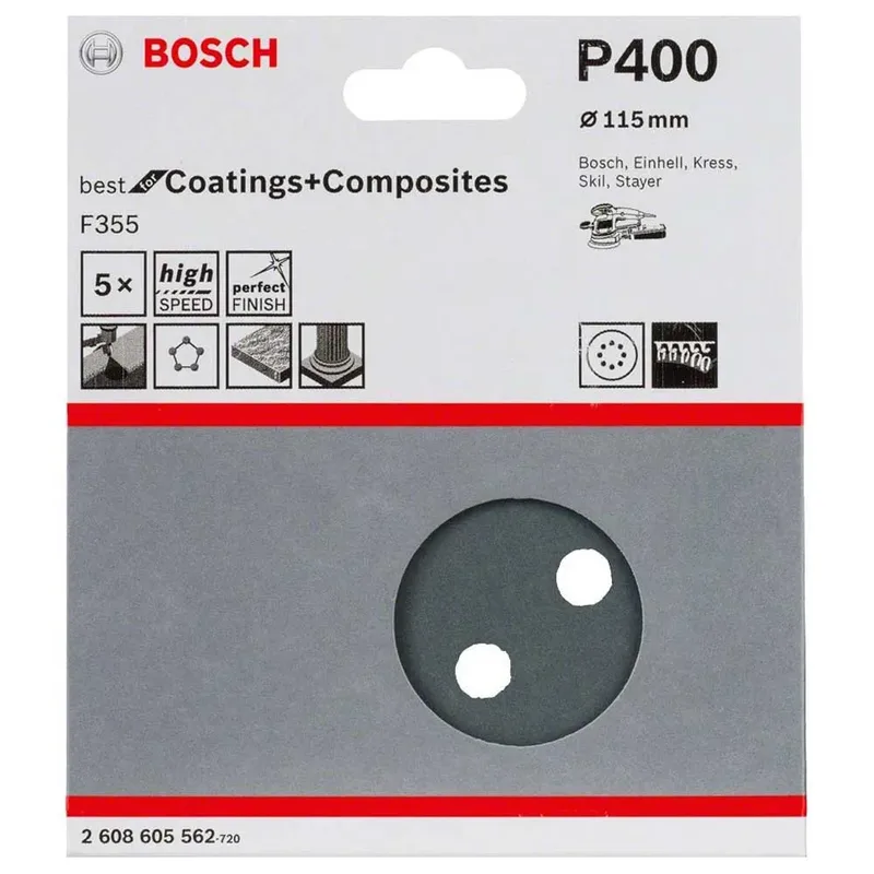 Excentrische Schuurmachine Best 8p G400 Steen Schuurpapier 115 Mm 5 Eenheden de Bosch Professional – image du produit 2 sur 2