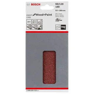 Bosch Schleifblatt C430 93 x 186 mm 4 x 60 4 x 120 2 x 180 8 Löcher von Bosch Professional – Produktbild 2 von 2