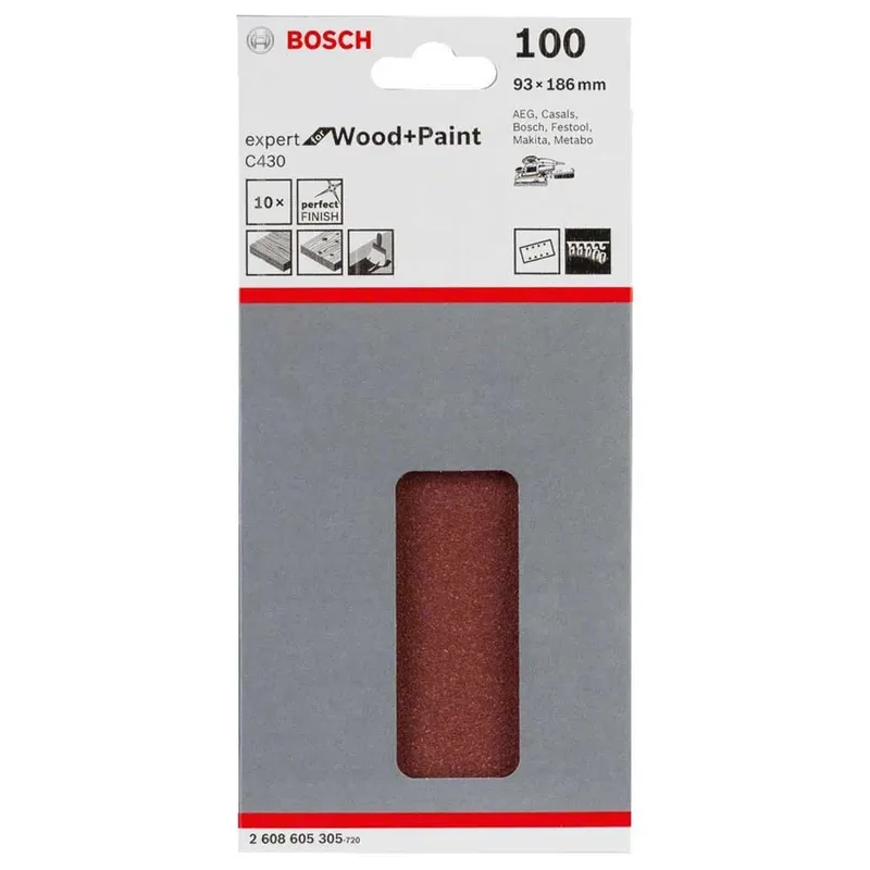 Bosch Accesorios Papier Abrasif Orbital Pour Bois Expert 93x230 Mm G80 10 Unités de Bosch Professional – image du produit 2 sur 2