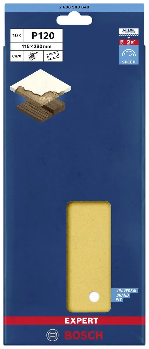 EXPERT C470 2608900849 Oscillerend schuurpapier Geperforeerd Korrelgrootte (num) 120 (l x b) 280 mm x 115 mm 10 stuk(s) de Bosch Professional – image du produit 2 sur 2