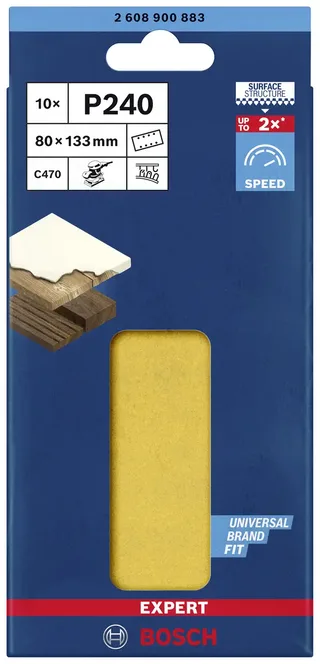 EXPERT C470 2608900883 Oscillerend schuurpapier Geperforeerd Korrelgrootte (num) 240 (l x b) 133 mm x 80 mm 10 stuk(s) de Bosch Professional – image du produit 2 sur 2