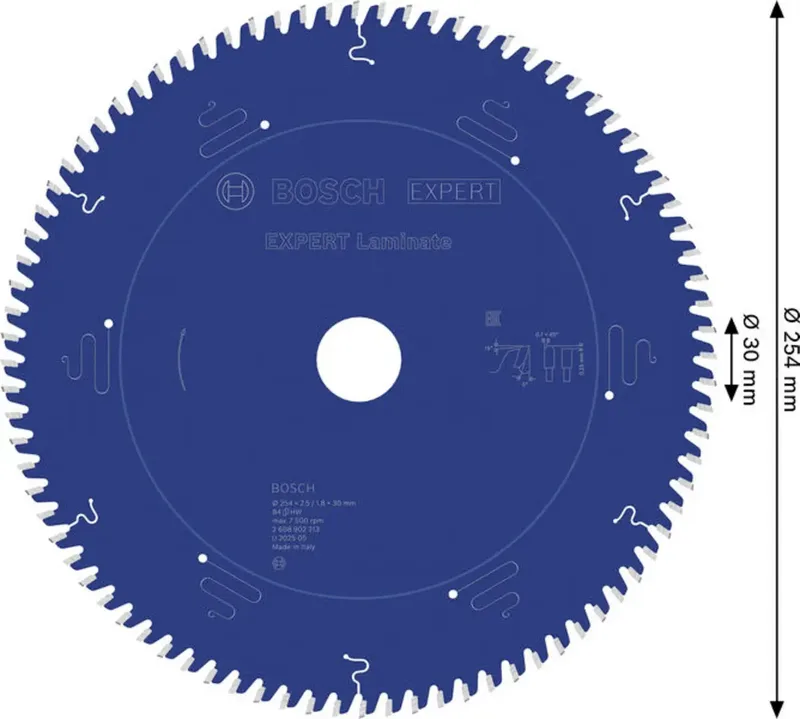 Expert Laminate 254 X 25/18 X 30 Mm T84 Multimateriaal Cirkelzaagblad de Bosch Professional – image du produit 2 sur 2