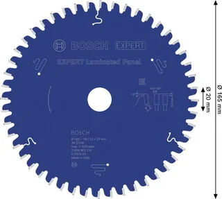 Expert Laminated Panel 165 X 18/13 X 20 Mm T48 Multimateriaal Cirkelzaagblad by Bosch Professional – product image 2 of 2