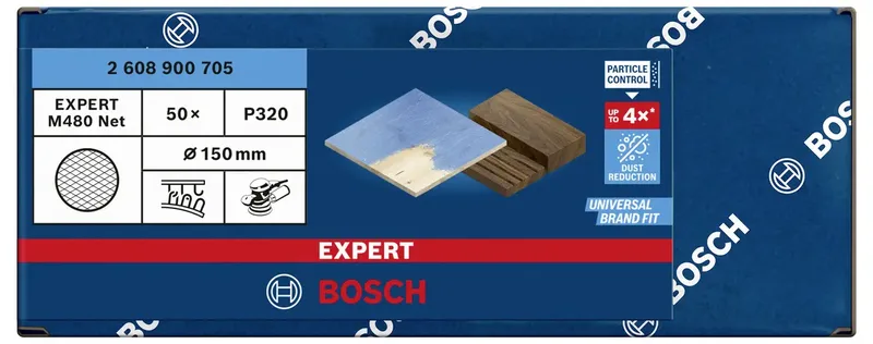 EXPERT M480 2608900705 Schleifnetz für Exzenterschleifer ungelocht Körnung (num) 320 (Ø) 150 mm 50 St. von Bosch Professional – Produktbild