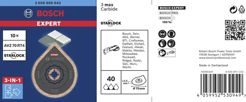 EXPERT Mörtelentferner AVZ 70 RT4 3 max, Ø 70mm, Sägeblatt by Bosch Professional – product image 2 of 2