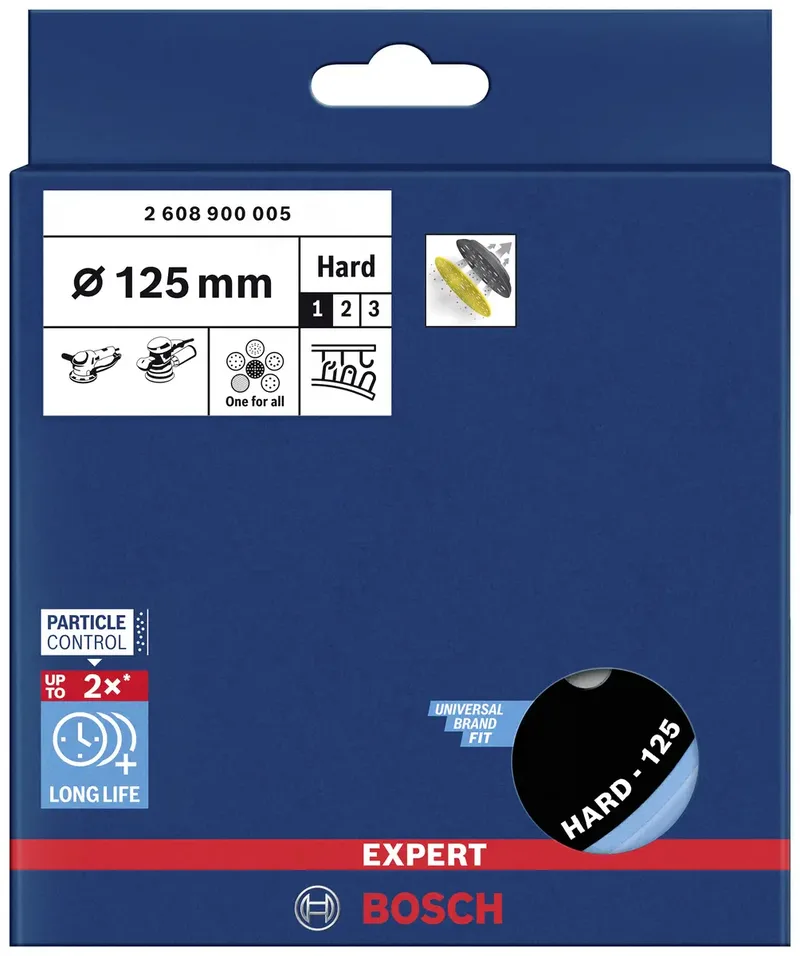 Expert Multiloch Universalstützteller, hart, Ø125mm, M8+5/16", Schleifteller by Bosch Professional – product image 2 of 2