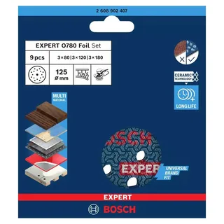 Bosch Accesorios Papier De Verre Expert O780 3x80/3x120/3x180 125 Mm 9 Unités de Bosch Professional – image du produit 2 sur 2